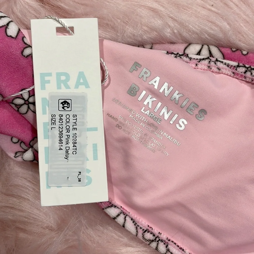 NWT Frankie's Bikini Floral Pink Jeanette Terry Strapless Bikini Top